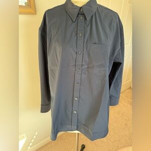 NWOT Athleta Oversized Navy Button Down Shirt